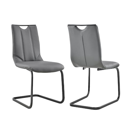 Armen Living Pacific Dining Room Chair in Gray Faux Leather and Black Finish, PK2 LCPCSIGRPU